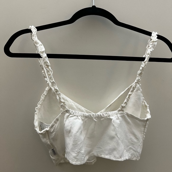 Permanent Vacation Honolulu, RVCA, White Midriff Top with Straps, size S - Picture 2 of 5